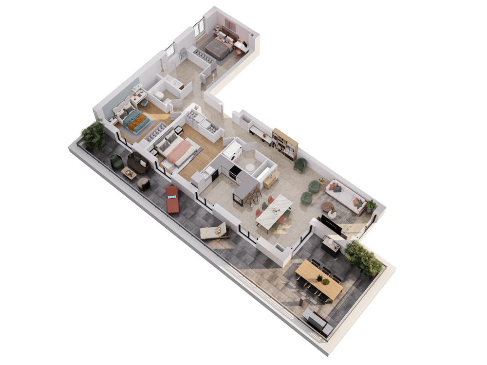 Jardin des verriers - Sablon - Axonométrie T4